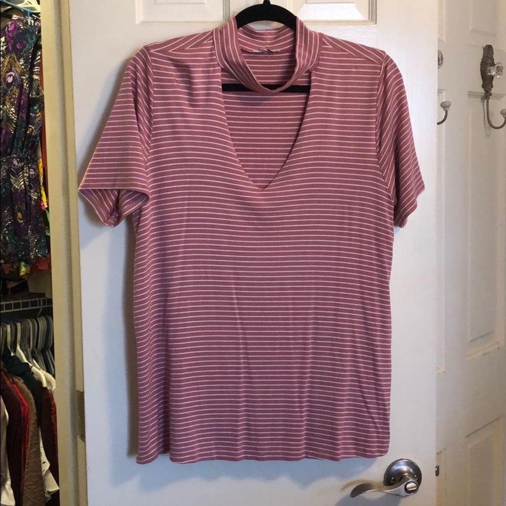 Large Jodifl Pink and white stripe shirt